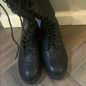 Lace up combat knee high